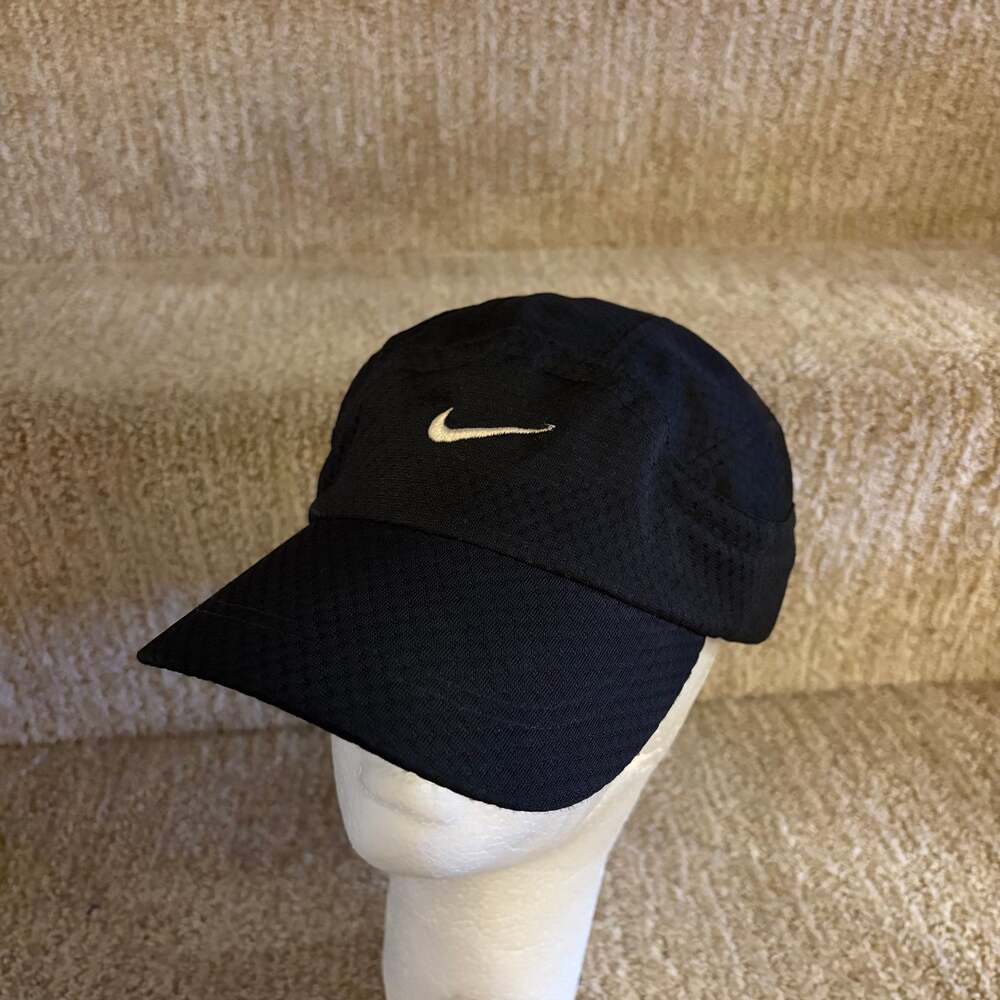 Vintage Y2K Nike Tailwind Panel Hat Cap Black Mesh Mini Swoosh Running Sports